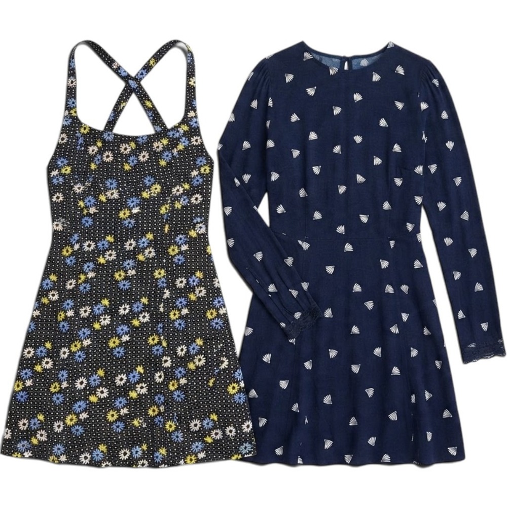 NWT Free People + Reformation Petite XXS/XS Floral Graphic 2-Dress Bundle